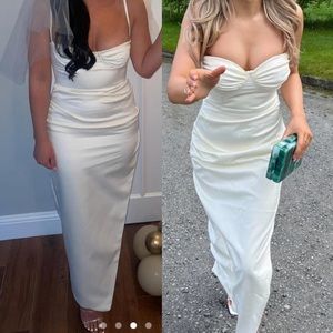 HOUSE OF CB 'Flora' Ivory white Satin Corset Dress/Size L NWOT